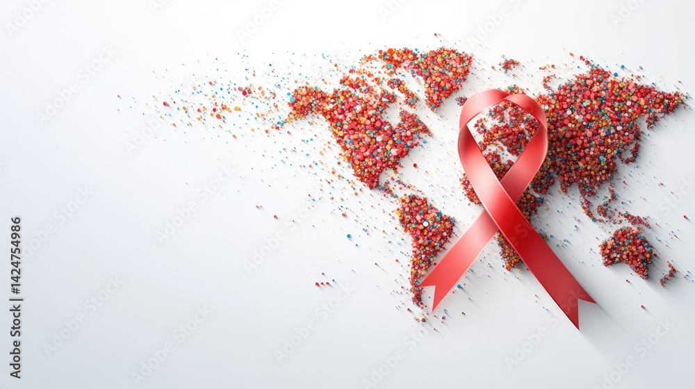 World Cancer Day awareness ribbon on white background, 4th February World Cancer Day template with red cancer ribbon vector illustration.