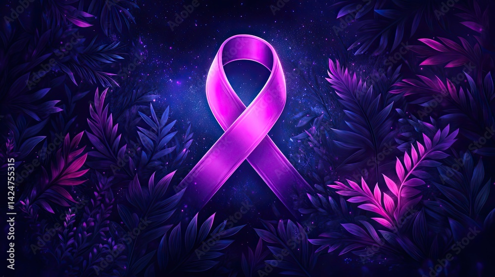 World Cancer Day campaign logo. Purple color world cancer ribbon, World Cancer Day poster or banner background vector illustration.