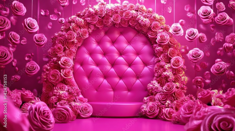 Fototapeta premium Rose Throne: Luxurious Pink Floral Display