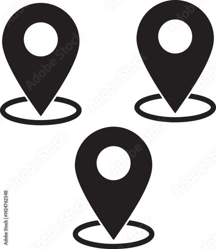 location icon set map pointer pin sign symbol red black outline destination icon place address navigation locator sign vector illustration
