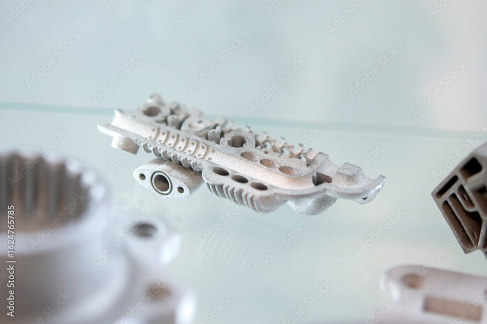 Metal object printed on 3D printer from metal powder Model created on 3D printer Metal object printed on 3D printer from metal powder Model created on 3D printer