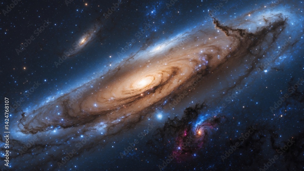 Obraz premium Vibrant galaxy swirling in the vast outer space