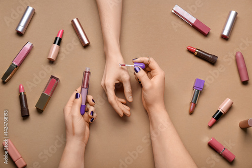 Female hands with different...