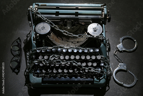 Vintage typewriter with cha...