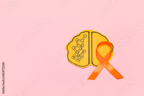Paper brain with orange rib...