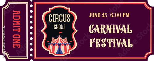 Circus tickets Magic show entrance vintage paper ticket festival entertaining