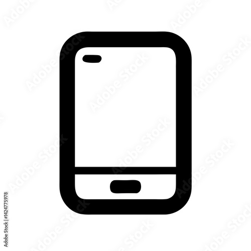 Illustration of a black and white smartphone with a simple design on a plain white background view
