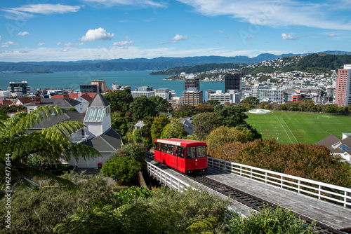 Iconic Wellington Cable Car and view over the City. 