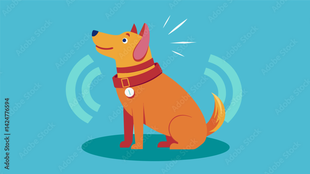 Obraz premium A vibration collar that alerts a dog to stop barking and calmly sit when strangers approach.. Vector illustration