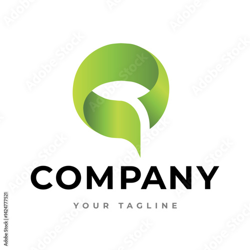 Modern Green Chat Logo – Abstract Dialogue Bubble for Messaging App, Communication or Tech Branding