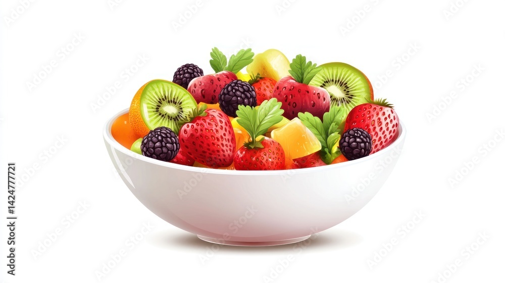 Colorful fruit salad in a white bowl Colorful fruit salad in a white bowl