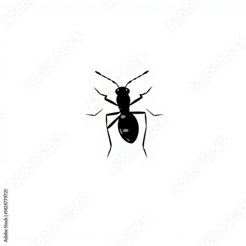 Silhouette of an ant on white background create with generative ai