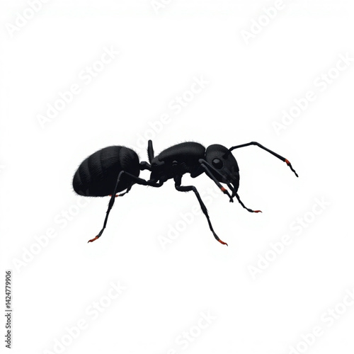 Detailed view of a black ant insect create with generative ai