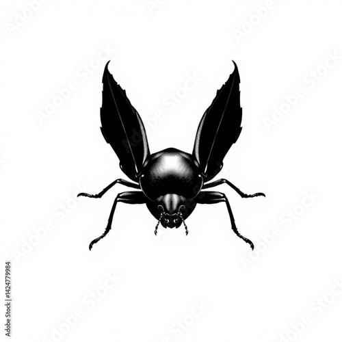 Illustration of a black beetle insect create with generative ai