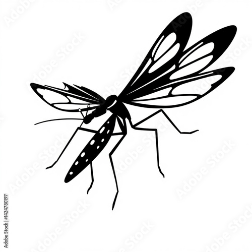 Detailed silhouette of a mosquito bug create with generative ai