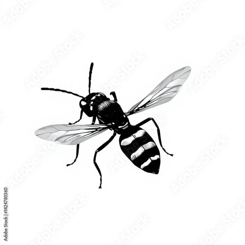 Isolated wasp with striped abdomen create with generative ai