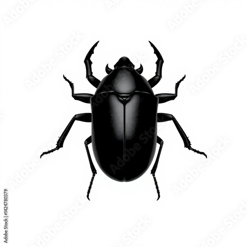 Shiny black beetle on white background create with generative ai