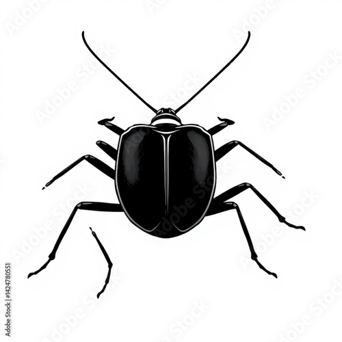 Illustration of a black beetle insect create with generative ai