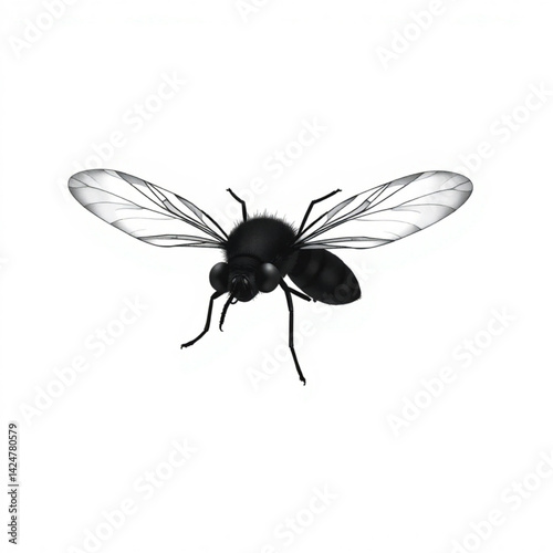 Detailed illustration of a black fly create with generative ai