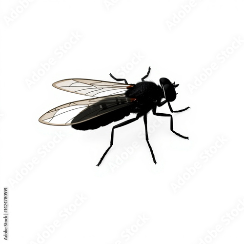 Close up of a black soldier fly insect create with generative ai