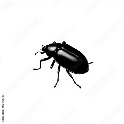 Isolated shiny black beetle insect create with generative ai