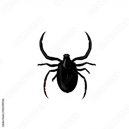 Illustration of a black tick insect create with generative ai