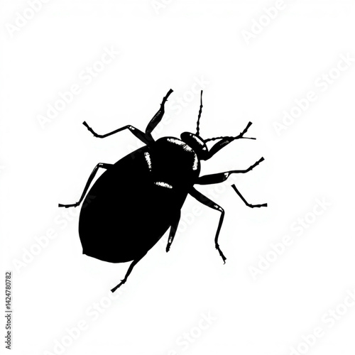 Silhouette of a beetle on white page create with generative ai