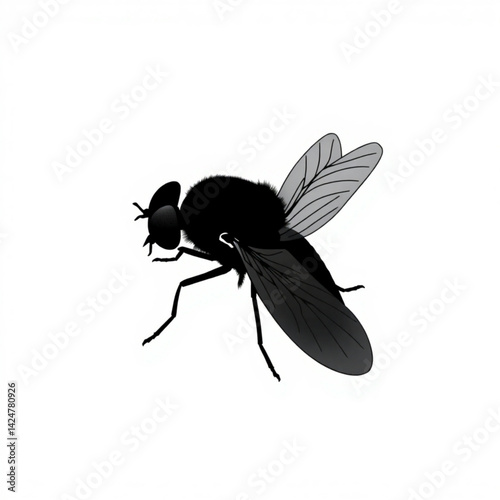 Detailed illustration of a black fly create with generative ai