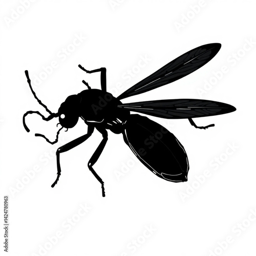 Silhouette of a winged insect design create with generative ai