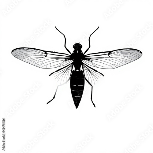 Detailed black and white fly insect create with generative ai