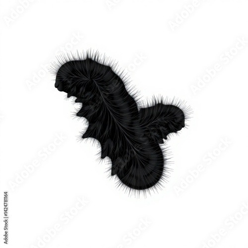 Abstract black furry creature design create with generative ai