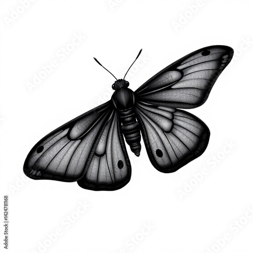 Detailed grayscale butterfly image create with generative ai