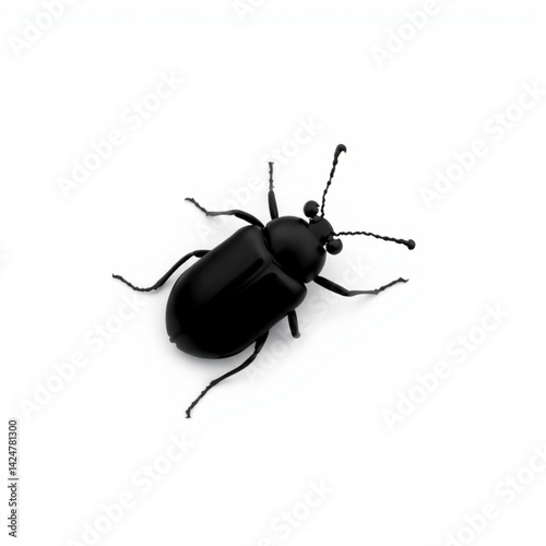 Isolated shiny black beetle on white create with generative ai