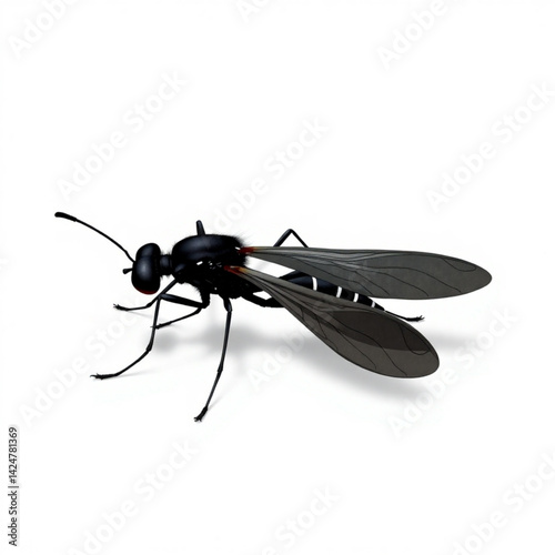 Detailed image of a black soldier fly create with generative ai
