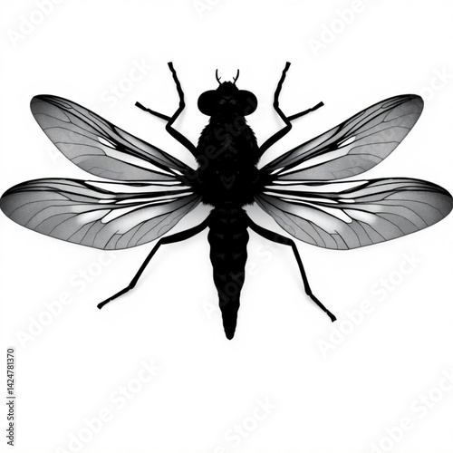 Detailed monochrome insect illustration create with generative ai