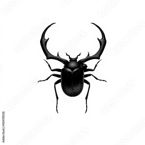 Illustration of a black stag beetle create with generative ai