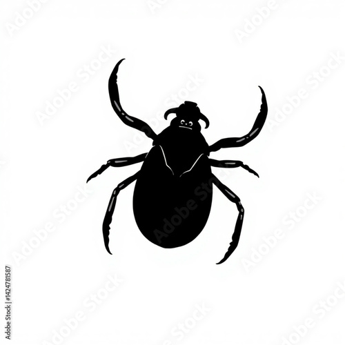 Silhouette of a cartoon tick insect create with generative ai