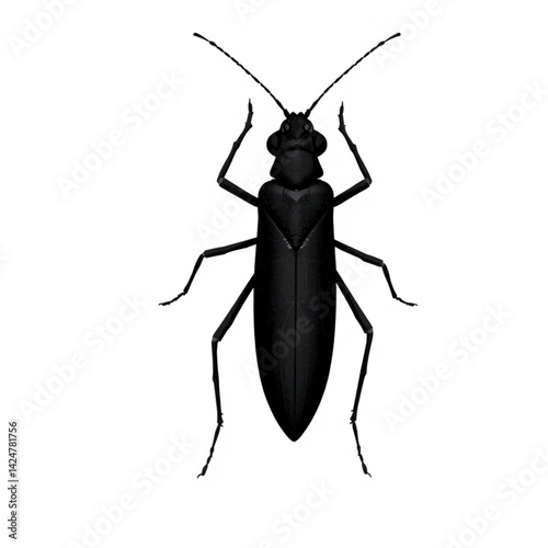 Detailed view of a black beetle bug create with generative ai
