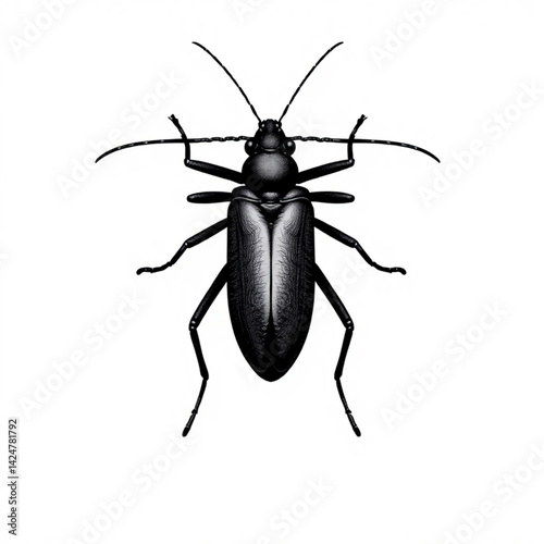 Detailed close up of a black beetle create with generative ai