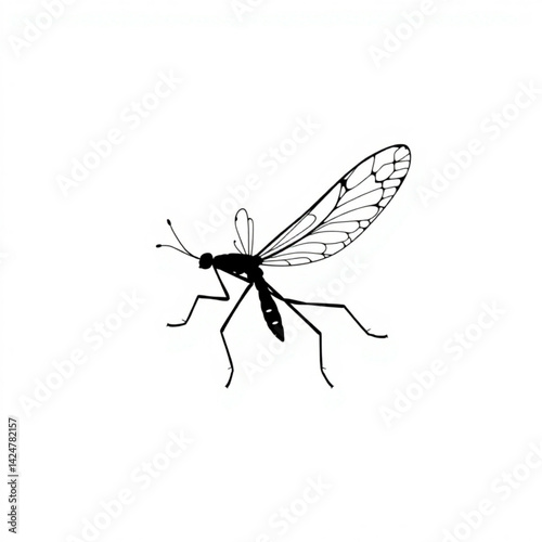 Detailed silhouette of a mayfly bug create with generative ai