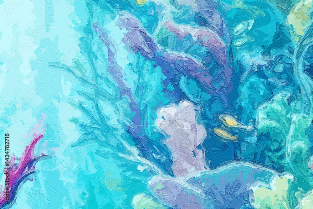 Fototapeta premium Various oil paintings, flowers, birds, roses, peonies, and beautiful ocean worlds