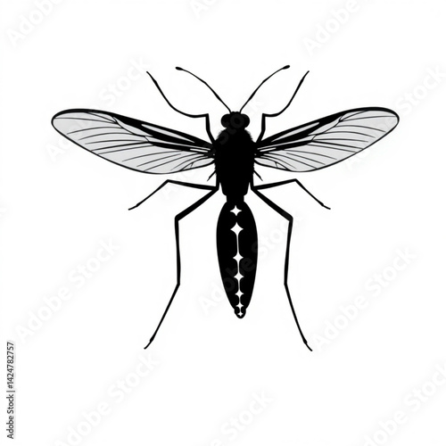 Silhouette of a mosquito with wings create with generative ai