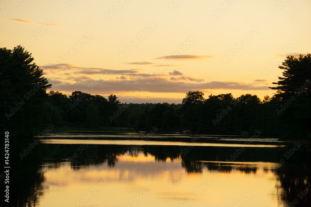 Fototapeta premium sunset over lake