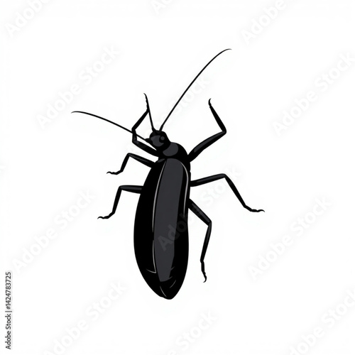 Illustration of a black beetle insect create with generative ai