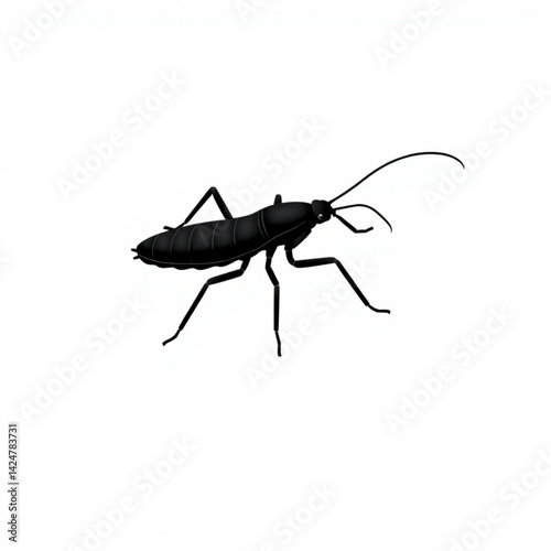 Isolated black insect with antennae create with generative ai