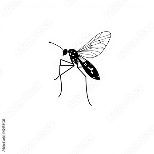 Stylized mosquito with detailed wing create with generative ai