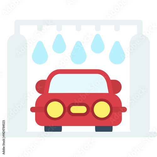 Car being rinsed with a hose Flat Icon
