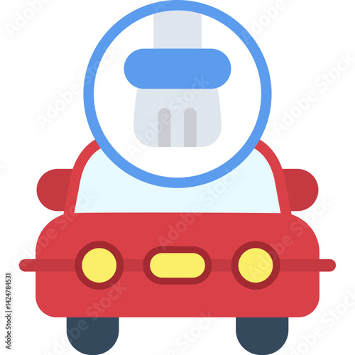 Car with a scrub brush Flat Icon