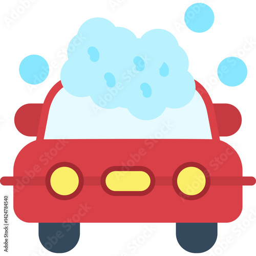 Soap suds surrounding a car Flat Icon