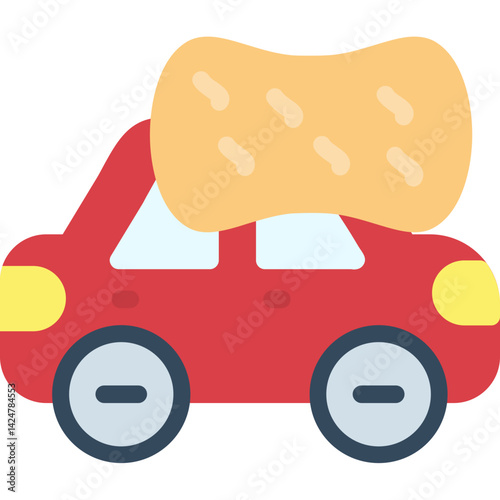 Car with a cleaning mitt Flat Icon